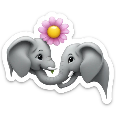 Two elephant rising up with Surrogate flower inth center sticker