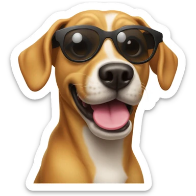 Dog with sunglasses, tongue out sticker