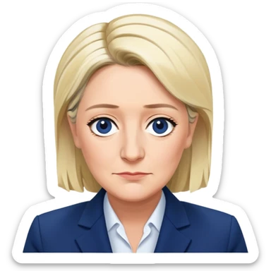 Marine Le pen avec un tailleur de couleur bleu marine  sticker