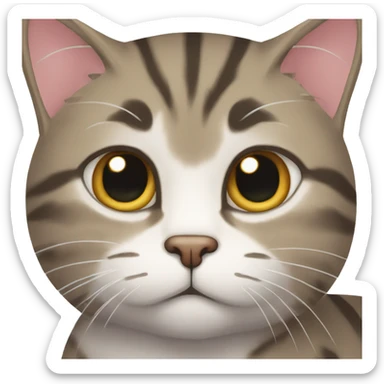 mackarel tabby cat with white chest bored expression sticker