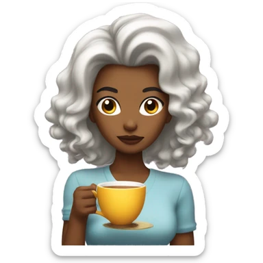 Girl with a blowout hair styl sipping tea and looking sassy sticker