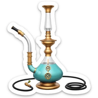 realistic modern hookah, sleek metal and glass design, ceramic hose, minimalistic, high detail, emoji style
 sticker