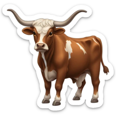 bull, Texas Longhorn, brindle, long long long long horns, full body sticker