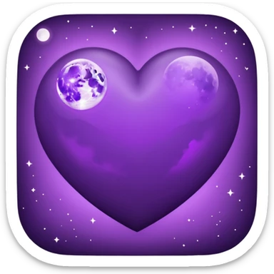 dark purple heart with a purple Moon sticker