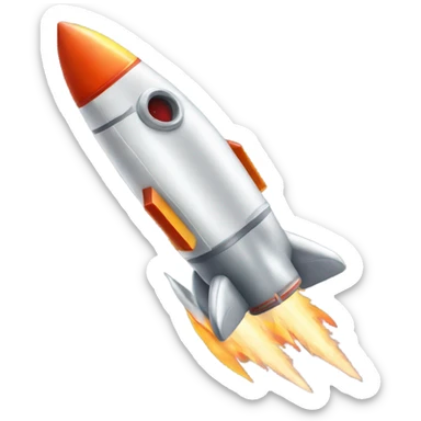  a rocket missile straight on angle with fins and flames out the back sticker