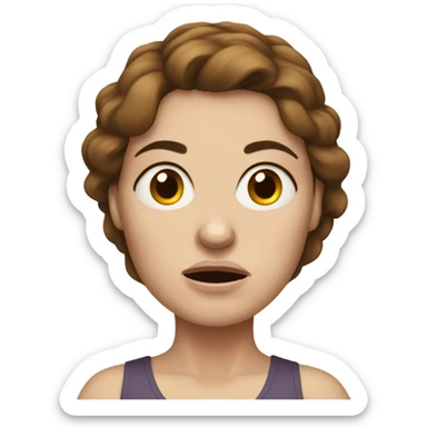 Uncomfortable and angry white pregnant woman with brown hair sticker