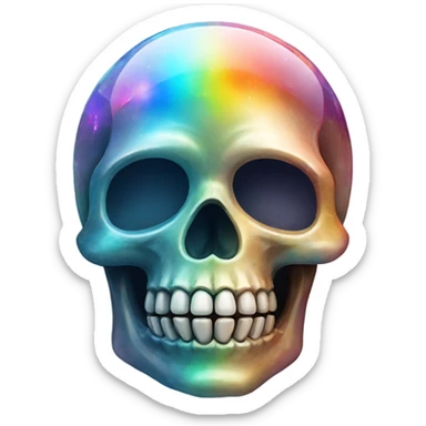 Rainbow Opal gemstone crystal skull sticker