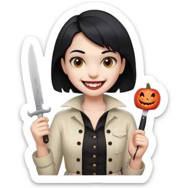 a girl classic smiley with a nife on the bach and vampire theet sticker