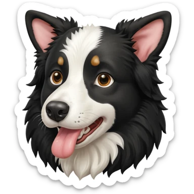 A black and white border collie has a cow's hoof in her mouth. sticker