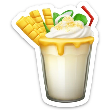 Coctel de elote con crema, queso en polvo, chile en polvo en un vaso de unicel, sin elementos verdes. Comida mexicana callejera. sticker