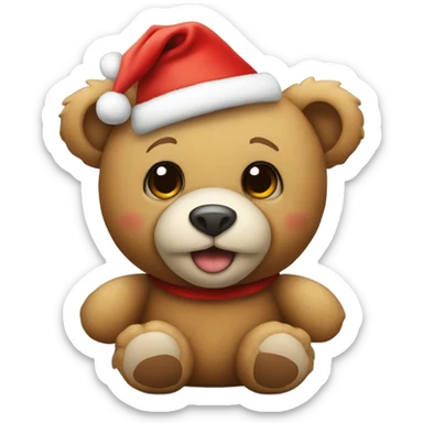 Teddy bear with Christmas hat sticker