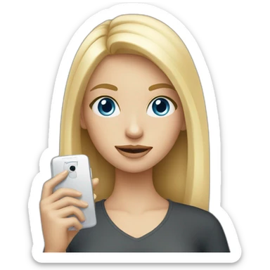 Blonde girl with blue eyes with a phone in her hand sticker