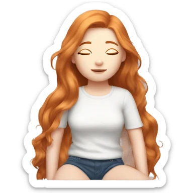 Aesthetic Ginger girl straight thick hair relaxing sticker