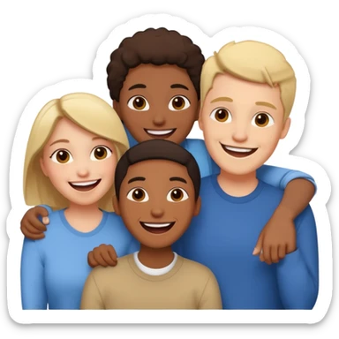 Three friends talking and looking each other, please keep 4th wall. sticker