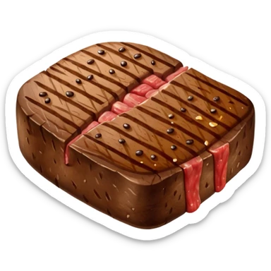 juicy steak with grill marks, emoji style sticker