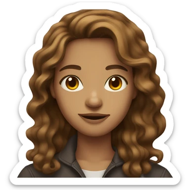 Person with wavy brown hair honey colored eyes  sticker