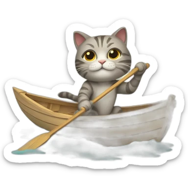 A little cat is rowing a boat sticker
