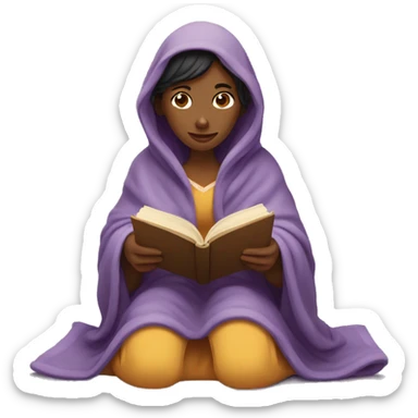 woman in blanket reading a book sticker