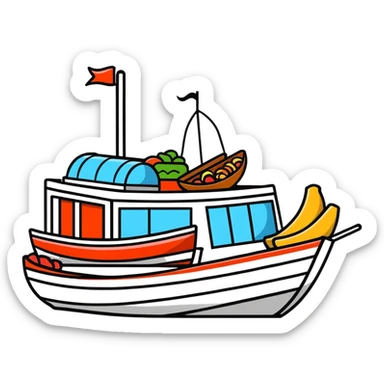 boat with food platters sticker