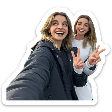 smiling girls by the ocean sticker
