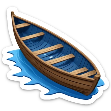 rowboat sinking in water, tilted up at an angle the way the titanic was when it sank sticker
