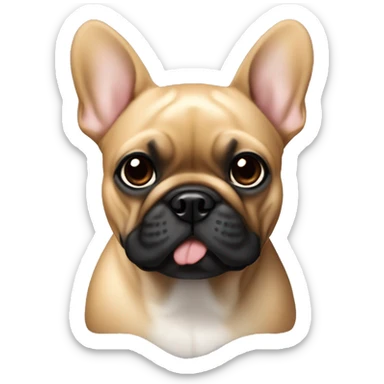 Tan French bulldog with black face sticker