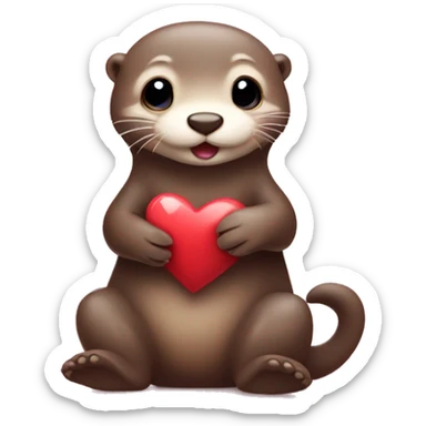 Cute otter in love with hearts sticker
