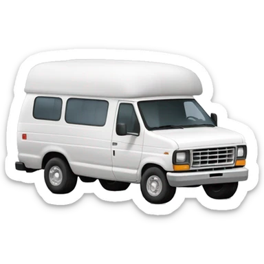 A white Ford Econoline Discoverer by Cobra sticker
