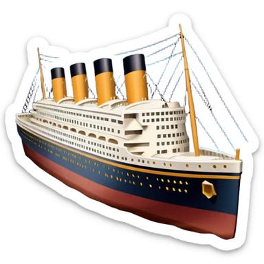 Titanic ship half submerged in icy water at night sky sticker