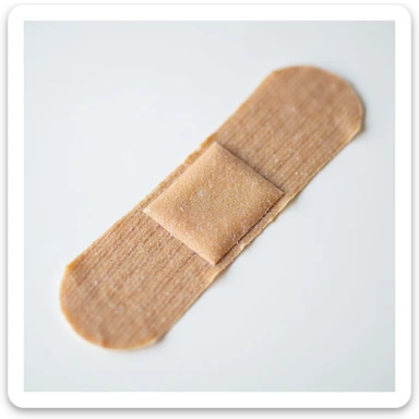 bandage, realistic, slightly used, adhesive edges, medical supply sticker