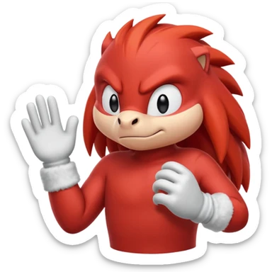 Sonic the hedgehogs friend knuckles a red animal with peach arms and white gloves sticker