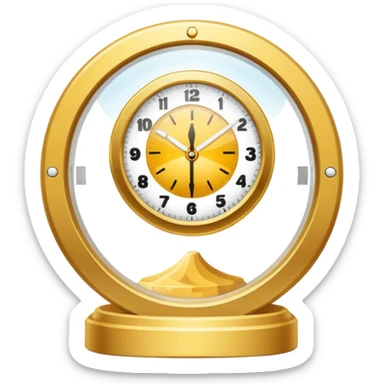 un emoji de un reloj de arena transparente con un circulo en su entorno sticker