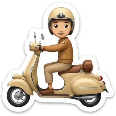A classic vespa rider with my brothers face. sticker