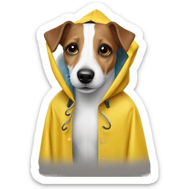 Jack russell in raincoat sticker