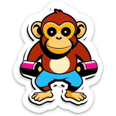 Monkey in the gym sticker