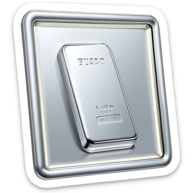 Cinematic Realistic Silver Bar, Cool and gleaming, with smooth, polished silver surfaces reflecting the light in soft, pristine highlights. The elegant shine of the metal exudes sophistication and timeless class. Soft glowing outline, capturing the essence of refined luxury and understated elegance in polished silver. sticker