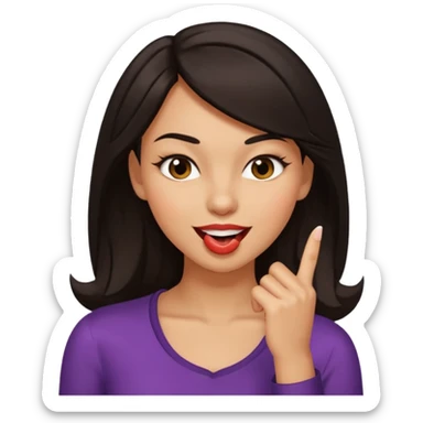 black slighty browin hair light brown skin woman, flirtatious gesture, biting her finger and winking emoji sticker