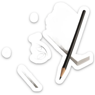 A minimalist, modern icon representing the hobby of drawing. The icon features a sleek, stylized pencil and a sketchbook with a simple artistic sketch on the page.  sticker