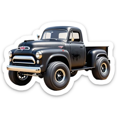 1:10 off-road lcg smoking Arrma Traxxas Basher Wednesday Adam’s 1954 blackened tarnished hotrod streamlined anime dodge extended cab rc pickup ( extra wide low-profile pin tires chrome wheels without fenders) sticker