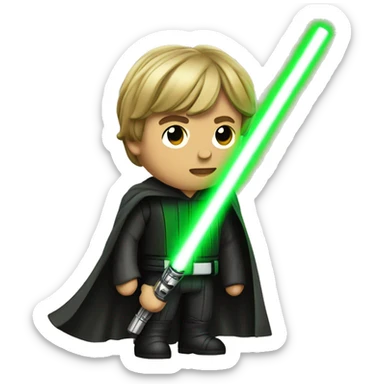 luke skywalker with a green lightsaber sticker