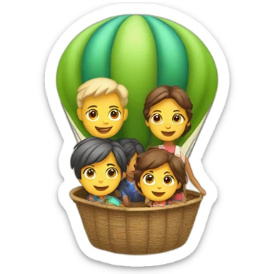 family of four in a hot air balloon sticker