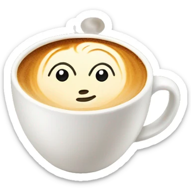 A coffee cup with latte art sticker
