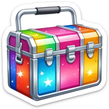 Toolbox with colorful stickers and sparkles sticker