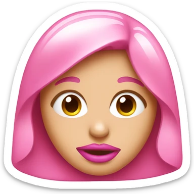 Pink emoji with pink lips sticker