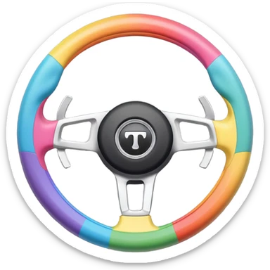 steering wheel with trans pride colors sticker