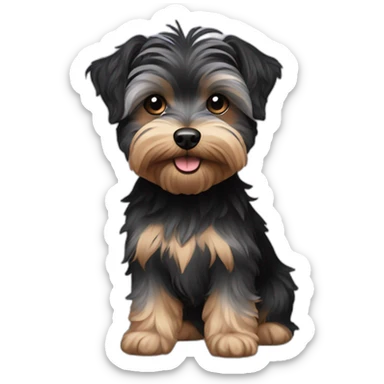 black and grey yorkiepoo sticker