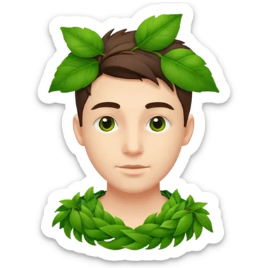 Adam, with fresh green leaves woven together sticker