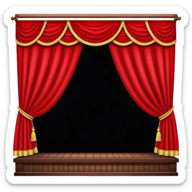 theater, red curtains , wooden stage sticker