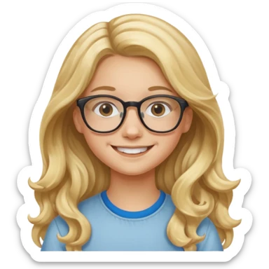 Fille 13 ans qui a des cheveux long et blond et wavy avec des lunettes sticker