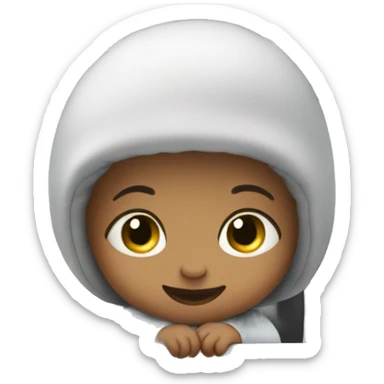 Cute baby playing with a bus sticker